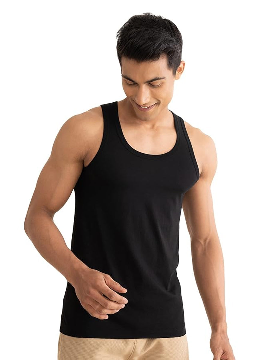 Tempo - Cotton Vest for Men Pack of 1 - Sleeveless Tank Top in Black Color