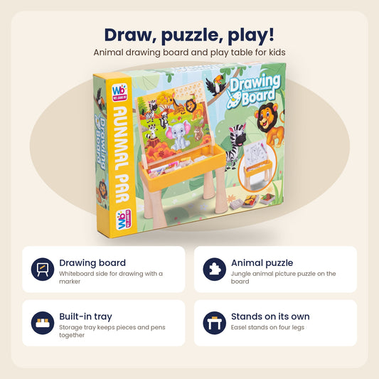 Drawing Board for Kids with Stand & Animal Puzzle | Estyloo