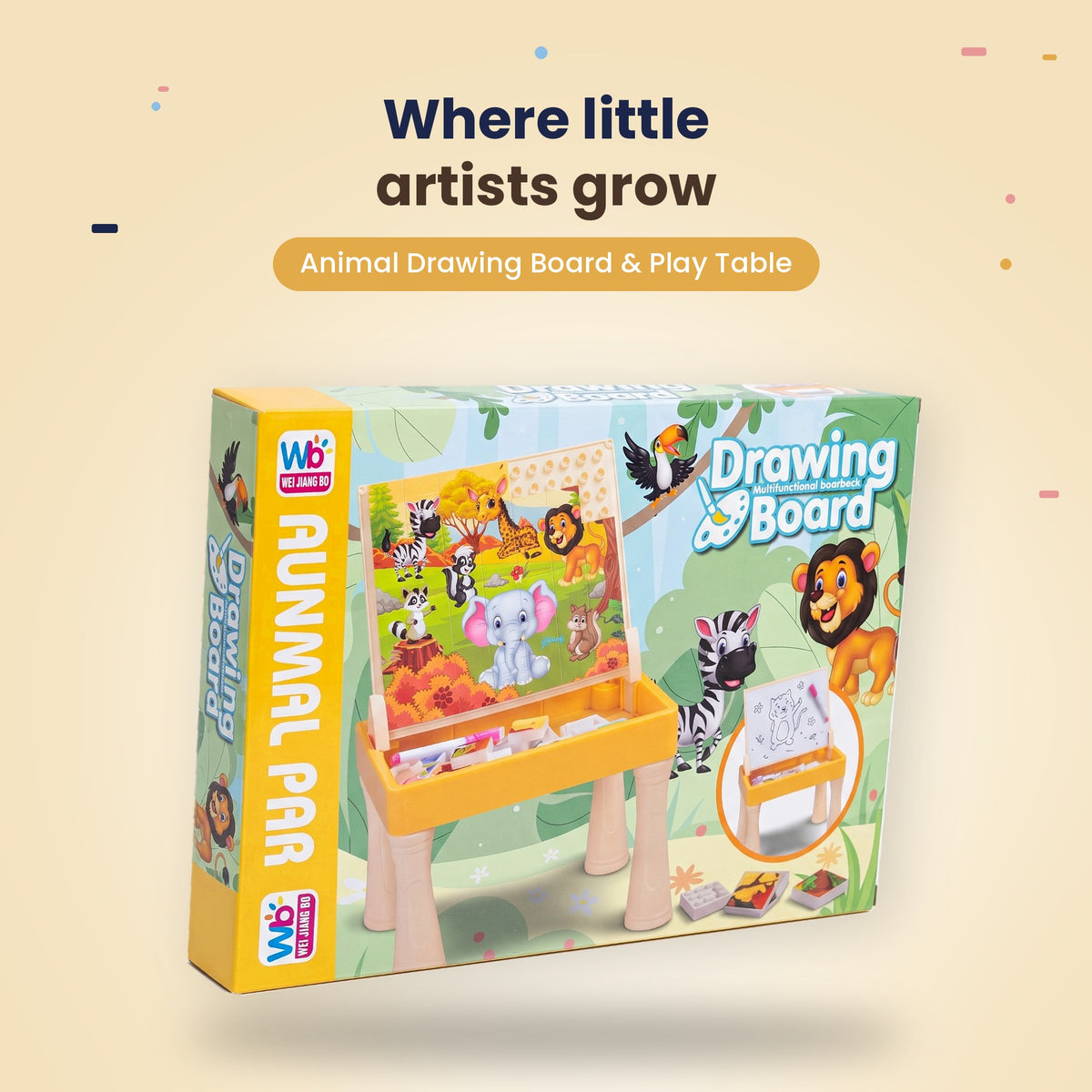 Drawing Board for Kids with Stand & Animal Puzzle | Estyloo